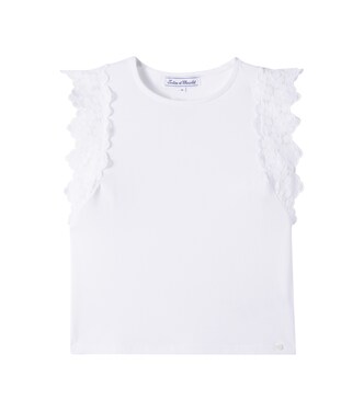 Lace-trimmed cotton-blend T-shirt | Tartine et Chocolat