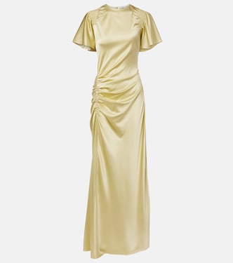 Huntleigh褶饰真丝混纺缎布长礼服 | Veronica Beard