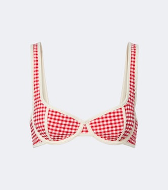 Romy gingham seersucker bikini top | Montce