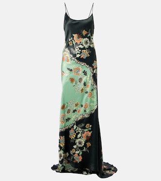 Floral silk satin gown  | Roberto Cavalli