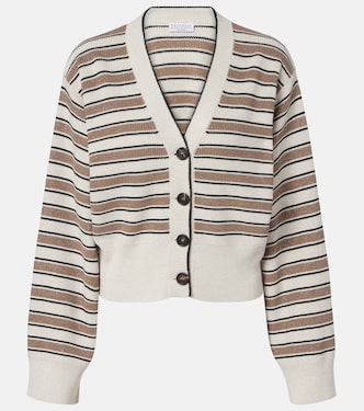 Striped cotton-blend cardigan | Brunello Cucinelli
