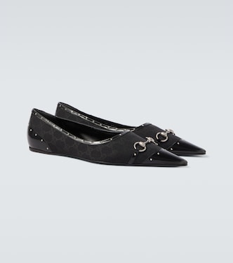 Verzierte Ballerinas Horsebit GG aus Canvas | Gucci