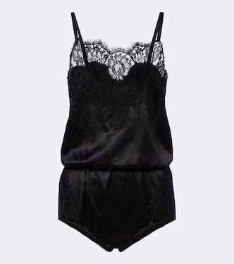 Mono en mezcla de seda y algodón con encaje | Dolce&Gabbana