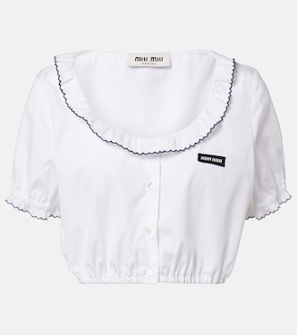 Cropped-Top aus Baumwollpopeline | Miu Miu