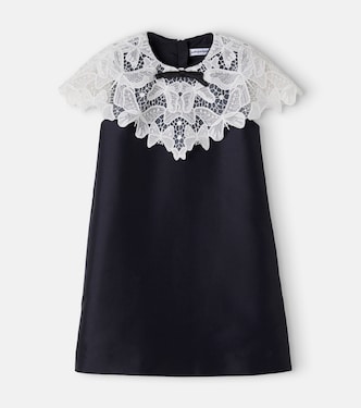 Lace-trimmed satin dress | Self-Portrait Kids