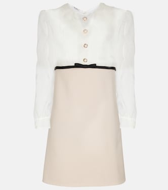Robe en crêpe de soie et laine à ornements | Miu Miu
