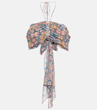 توب كروب بياقة ستايل هالتر وطبعات | Etro