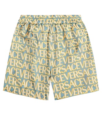 Logo silk twill shorts | Versace Kids