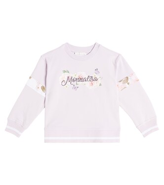 Logo floral cotton jersey sweatshirt | Monnalisa