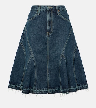 Pleated denim midi skirt | Re/Done