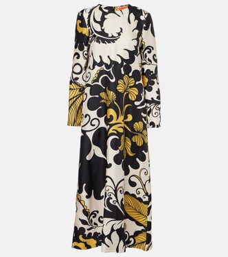 Swing printed silk twill midi dress | La DoubleJ