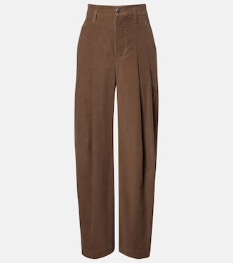 Pantalones anchos de algodón plisados | Brunello Cucinelli