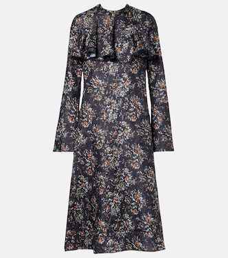 Floral ruffled midi dress | Ganni