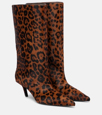 Fiona 60 leopard-print calf hair ankle boots | Amina Muaddi