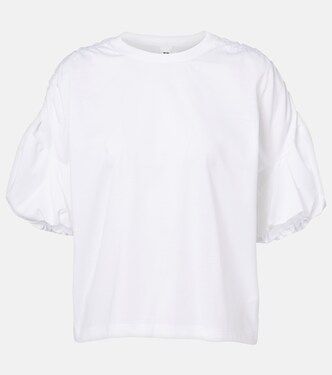 Gathered cotton jersey T-shirt | Noir Kei Ninomiya