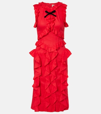 Bow-detail ruffled linen midi dress | Shushu/Tong