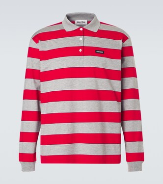Striped cotton jersey polo shirt | Miu Miu