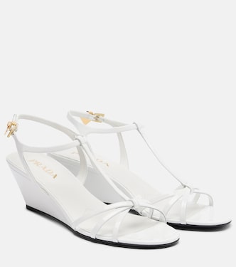 Patent leather wedge sandals | Prada