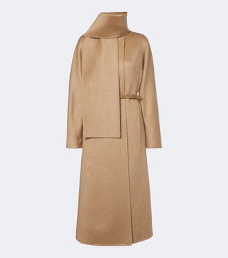 Scarf-detail camel hair and mohair coat | Max Mara