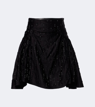 Embellished ruched satin miniskirt | Jacques Wei