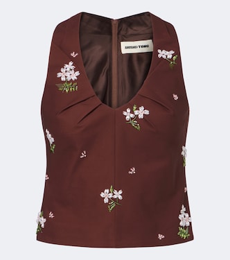 Embellished halterneck cotton top | Shushu/Tong