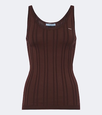 Knitted cotton-blend tank top | Prada