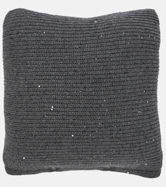 Sequined cashmere and silk cushion | Brunello Cucinelli