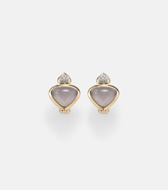 Boucles d'oreilles Trisolina en or 18 ct, calcédoine bleue et diamants | Marina B