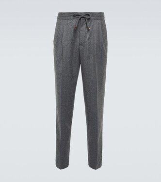 Virgin wool flannel tapered pants | Brunello Cucinelli