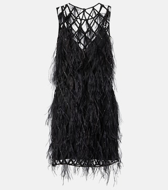 فستان قصير مقلم بالريش | The Attico