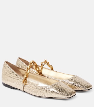 Diamond Tilda metallic leather Mary Jane flats | Jimmy Choo