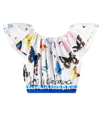 Ruffled printed cotton poplin top | Dolce&Gabbana Kids