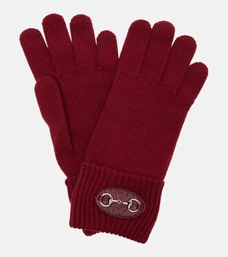 Horsebit ribbed-knit wool gloves | Gucci