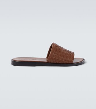 Elio Intrecciato leather slides | Bottega Veneta
