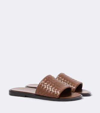 Elio Intrecciato leather slides | Bottega Veneta