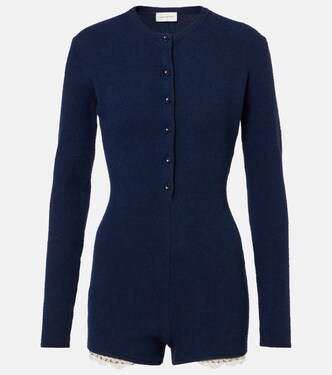 Lace-trimmed knitted cotton-blend romper | Magda Butrym