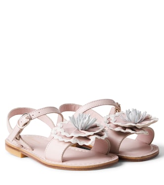 Lola floral-appliqué leather sandals | Bonpoint