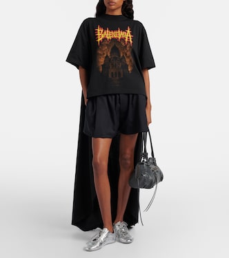 BALENCIAGA ブラック Tシャツ XS バックプリント Printed cotton jersey T-shirt in black - Balenciaga | Mytheresa