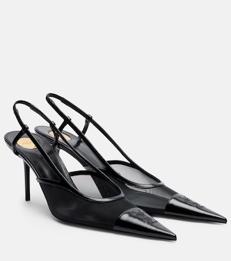 Renée 75 mesh and leather slingback pumps | Saint Laurent