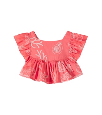 Cycas printed ruffled cotton top | Poupette St Barth Kids