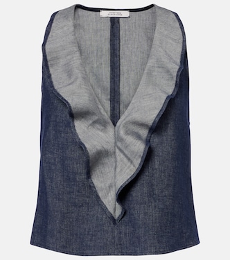 Top cropped Fluid di jeans con volant | Dorothee Schumacher