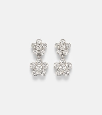 Blossom Daisy Duo 18kt white gold earrings with diamonds | Ileana Makri