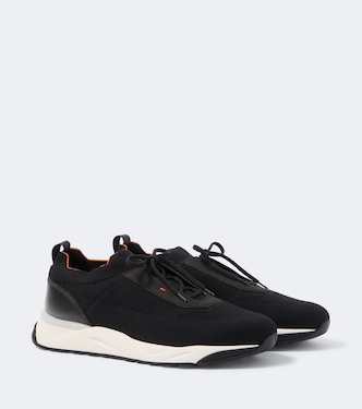 Sneakers in maglia con pelle | Santoni