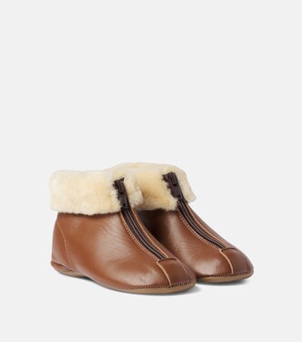 Glace shearling-trimmed leather ankle boots | PèPè