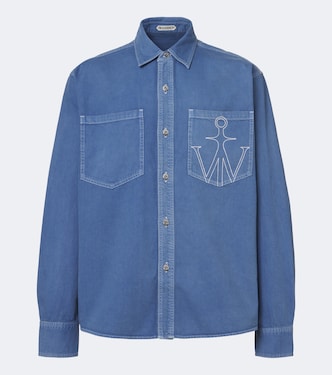 Embroidered oversized cotton twill shirt | JW Anderson