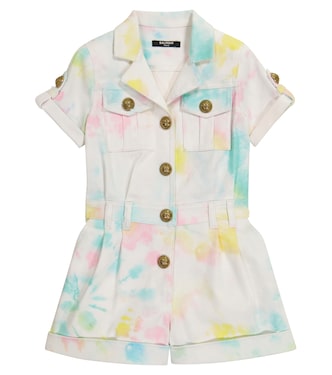 Tie-dye denim playsuit | Balmain Kids