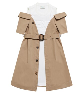 Hybrid cotton-blend coat dress | Fendi Kids