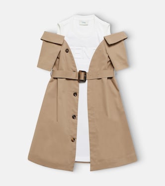 Hybrid cotton-blend coat dress | Fendi Kids
