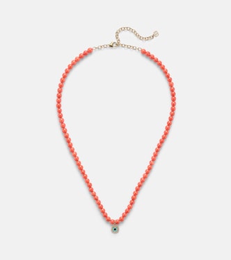 Collier Evil Eye en or 14 ct, perles de corail et diamants | Sydney Evan