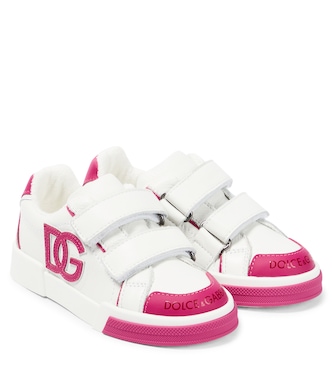 Logo leather low-top sneakers | Dolce&Gabbana Kids